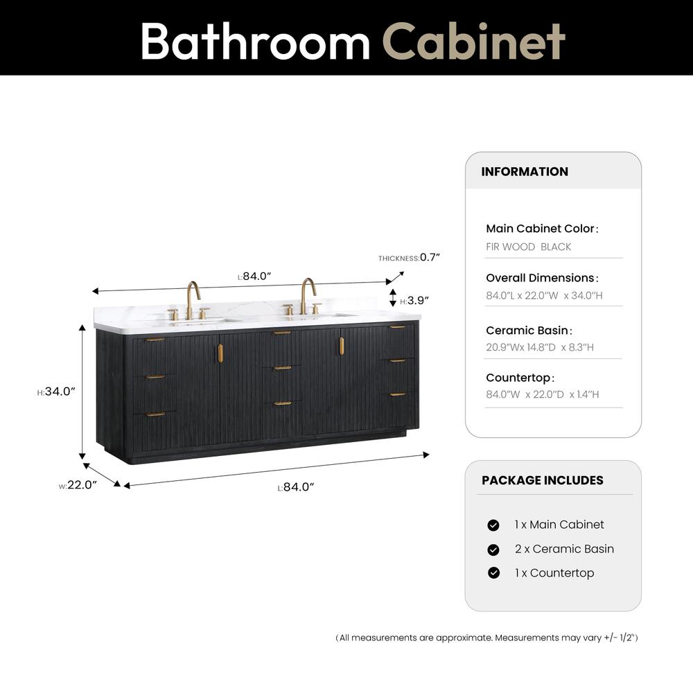 Free-standing Double Bathroom Vanity with Composite top in Lightning White. Picture 16