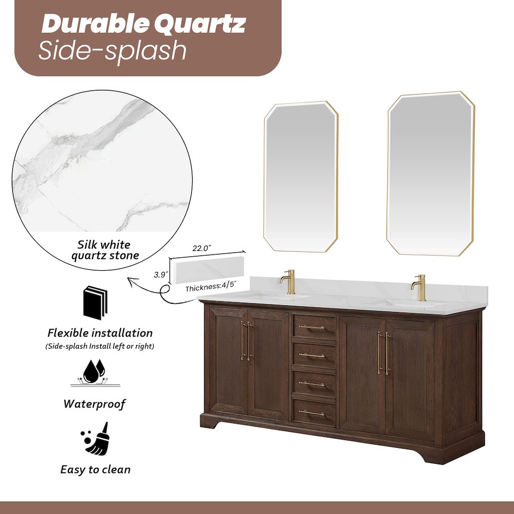 Tokyo 72" Freestanding Double Bath Vanity in Aged Dark Brown Oak. Picture 19