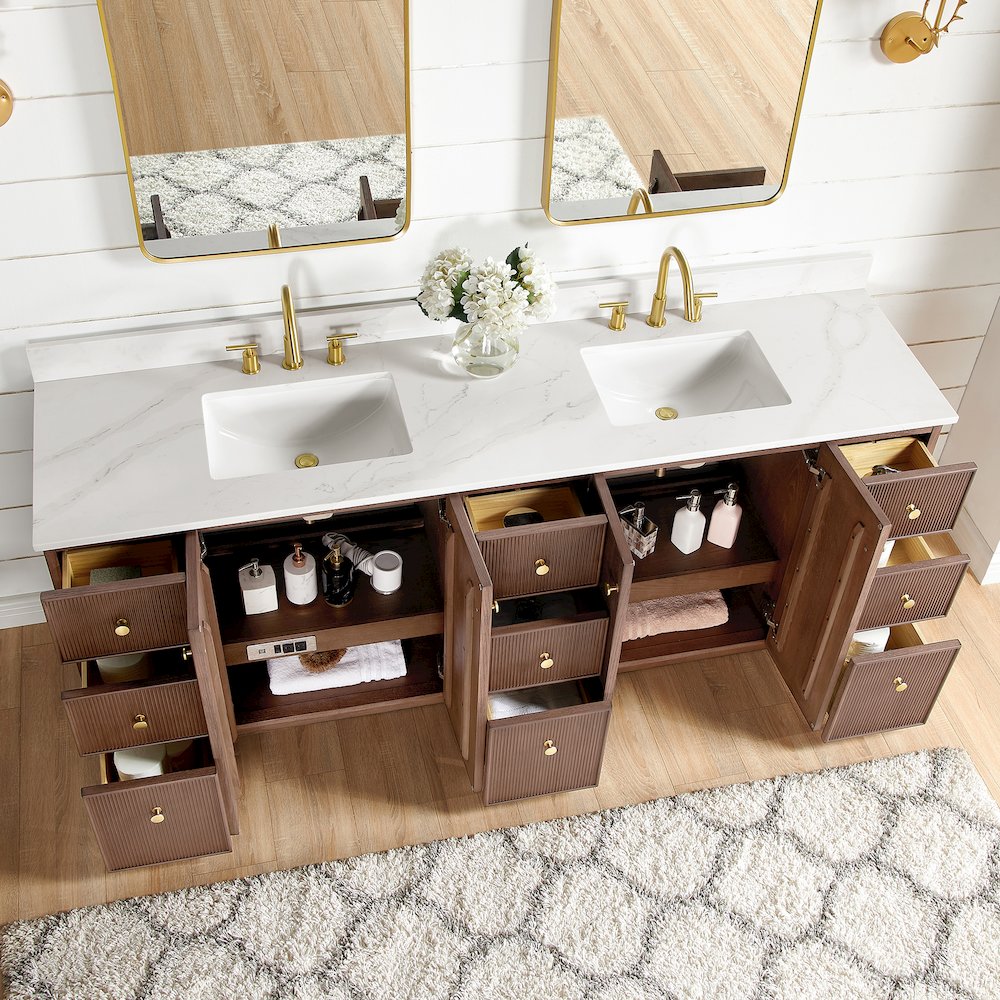 Oza 84" Free-standing Double Bath Vanity in Aged Dark Brown Oak. Picture 7