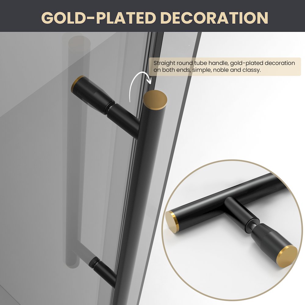 Echarri 64" W x 78" H Single Sliding Frameless Shower Door in Matte Black. Picture 7