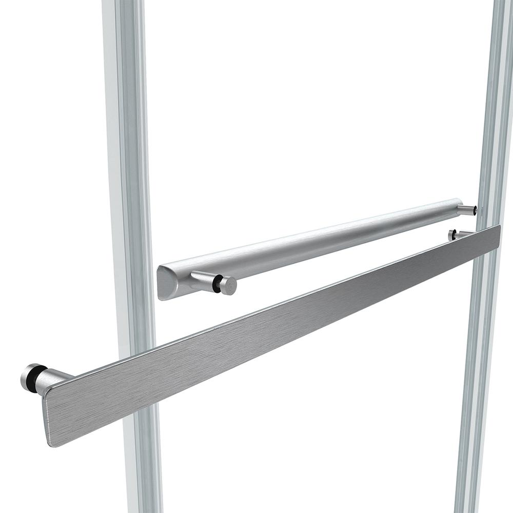 Rectangle Double Sliding Frameless Shower Enclosure in Brushed Nickel. Picture 4