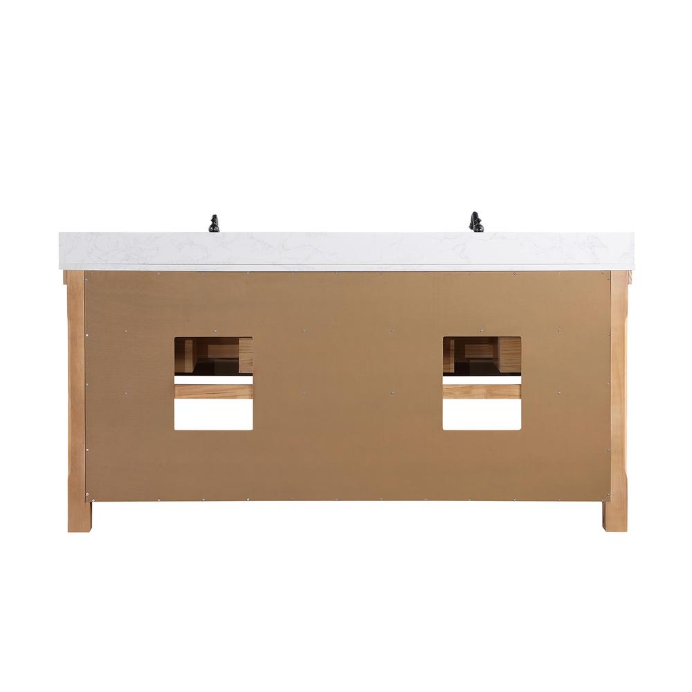 Double Bath Vanity with Composite Stone Top, White Farmhouse Basin. Picture 3