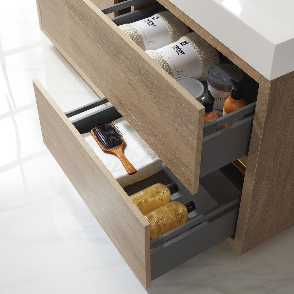 Single Sink Bath Vanity with Composite Integral Square Sink Top and Mirror. Picture 8
