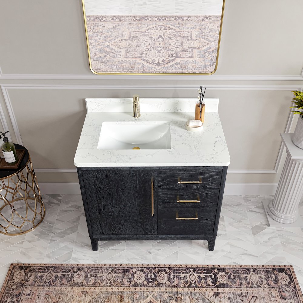 Gara 36" Free-standing Single Bath Vanity in Fir Wood Black. Picture 6