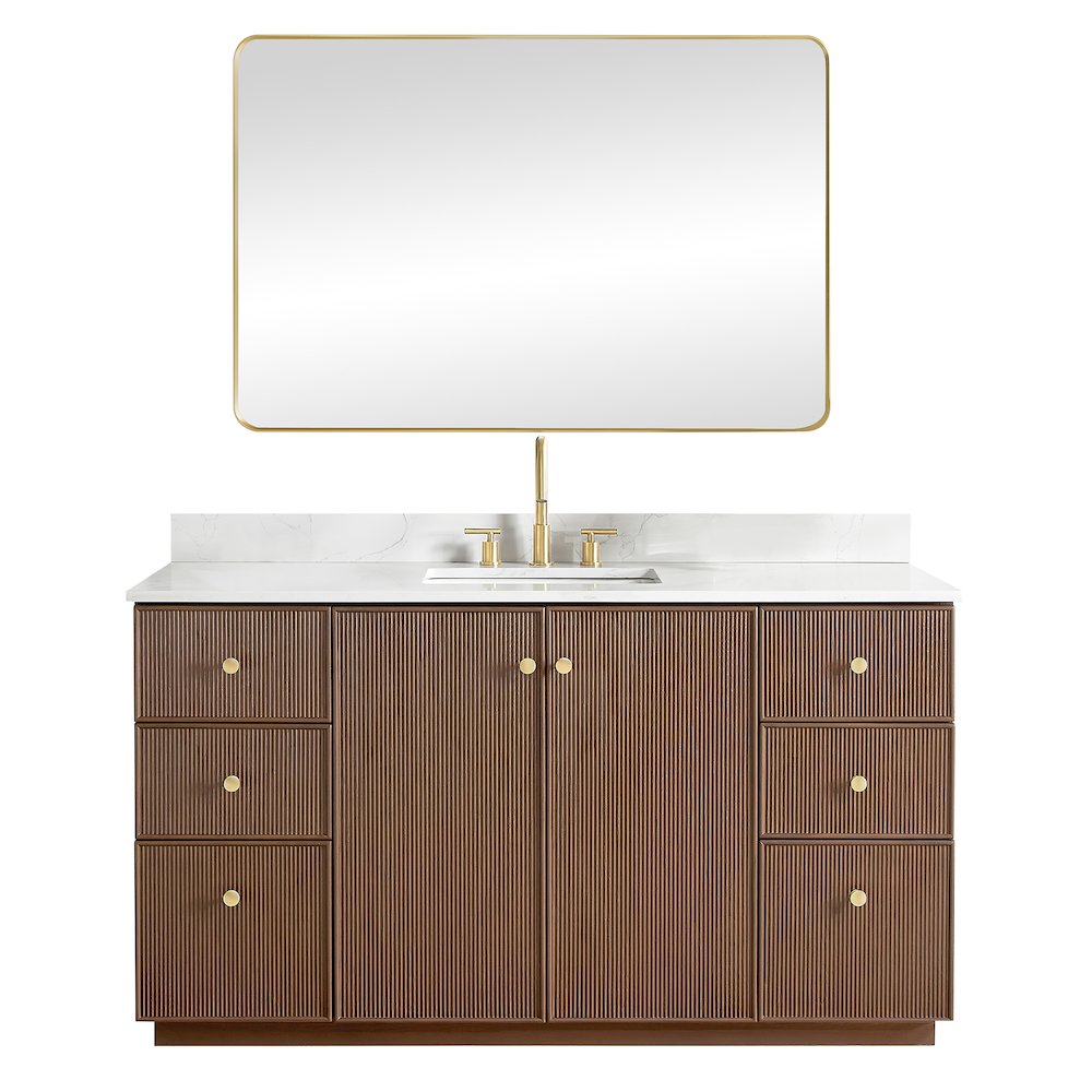 Oza 60" Free-standing Single Bath Vanity in Aged Dark Brown Oak. Picture 1