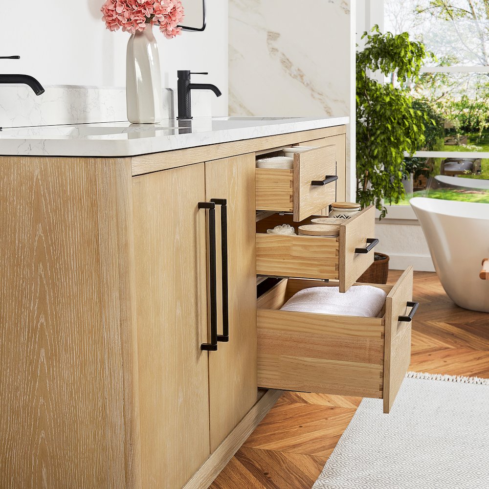 Gara 72" Free-standing Double Bath Vanity in Washed Ash Grey. Picture 13