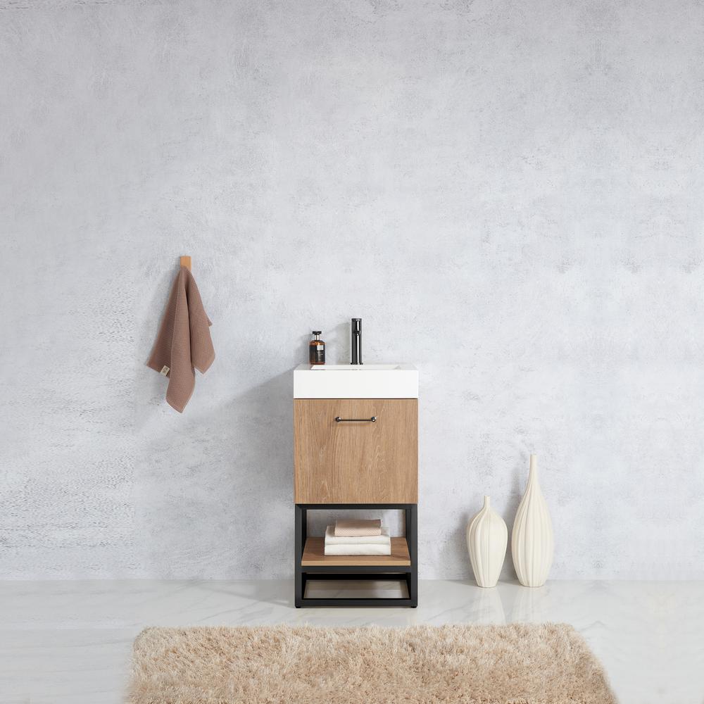 18B" Single Sink Bath Vanity with White Grain Stone Countertop. Picture 10
