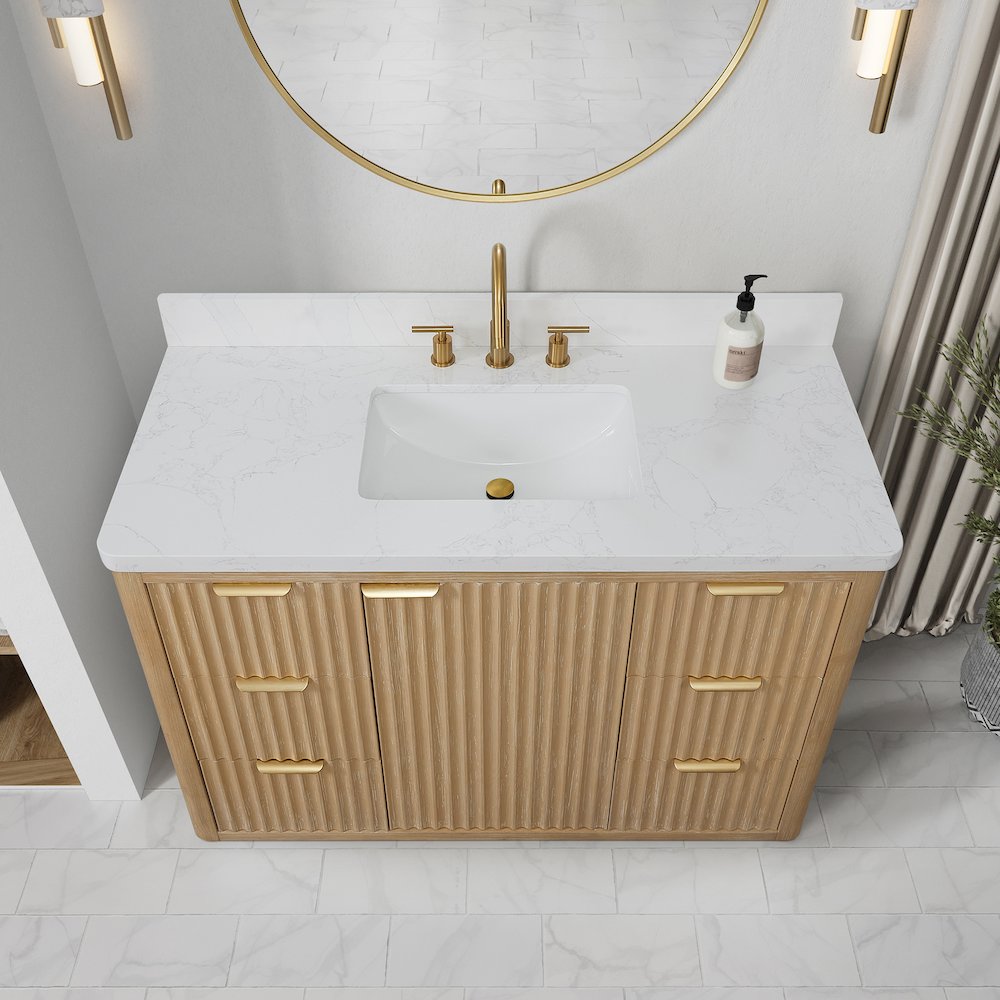 Cádiz 48in. Free-standing Single Bathroom Vanity in Washed Ash Grey. Picture 5