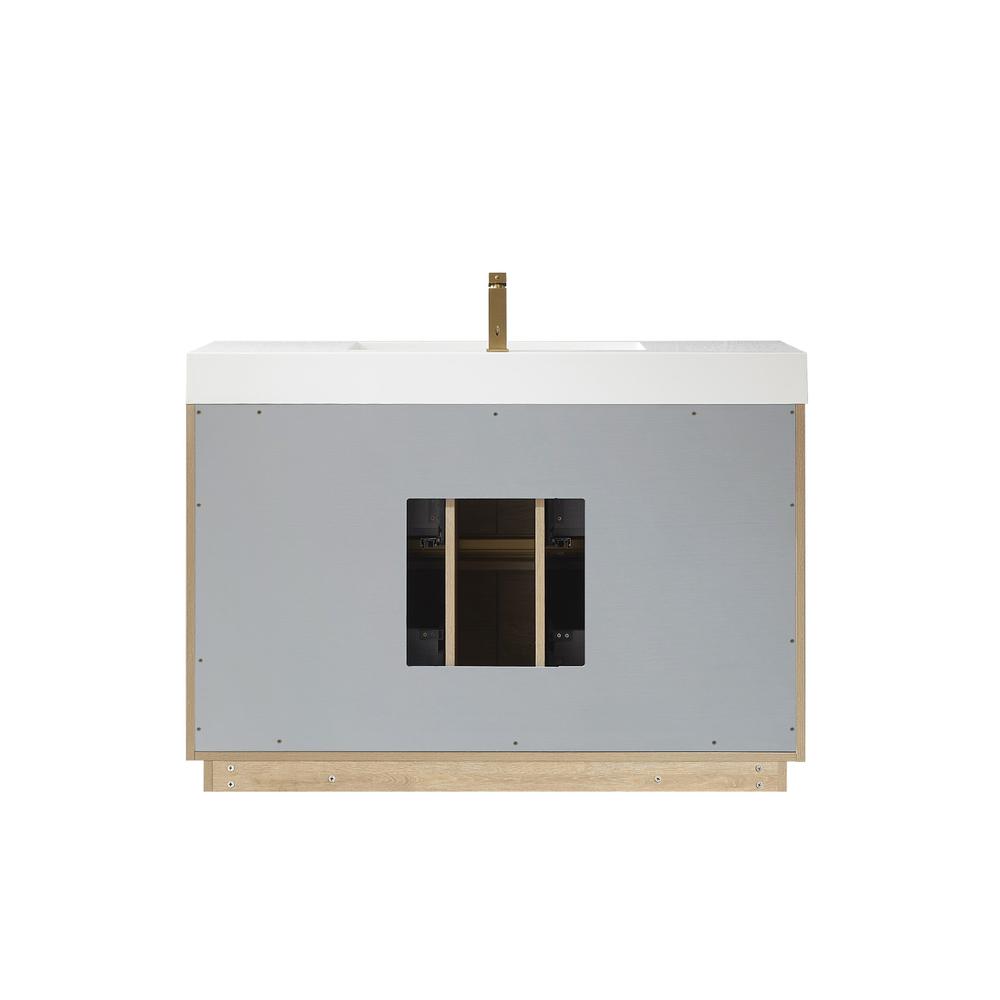 Single Sink Bath Vanity with White Composite Integral Square Sink Top. Picture 2