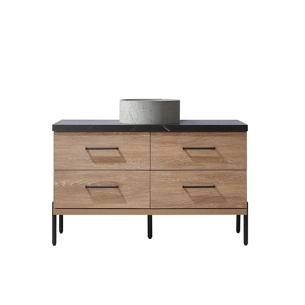Single Sink Bath Vanity with Black Sintered Stone Top with Concrete Sink. Picture 2