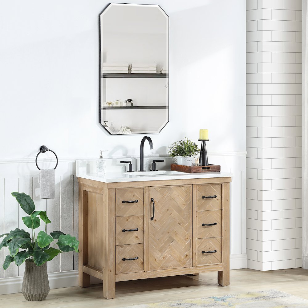 Javier 42" Free-standing Single Bath Vanity in Spruce Antique Brown. Picture 3
