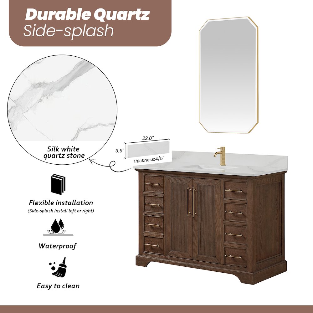 Tokyo 48" Freestanding Single Bath Vanity in Aged Dark Brown Oak. Picture 19