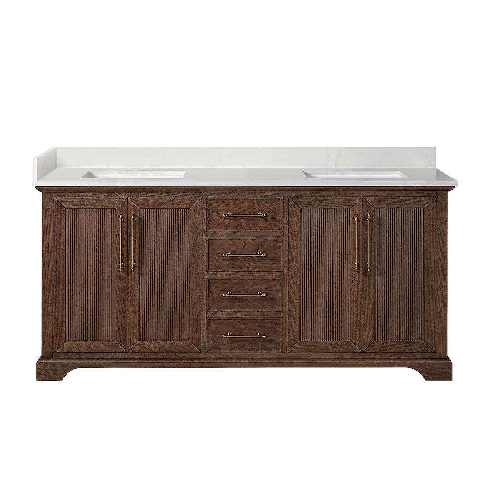 Tokyo 72" Freestanding Double Bath Vanity in Aged Dark Brown Oak. Picture 2