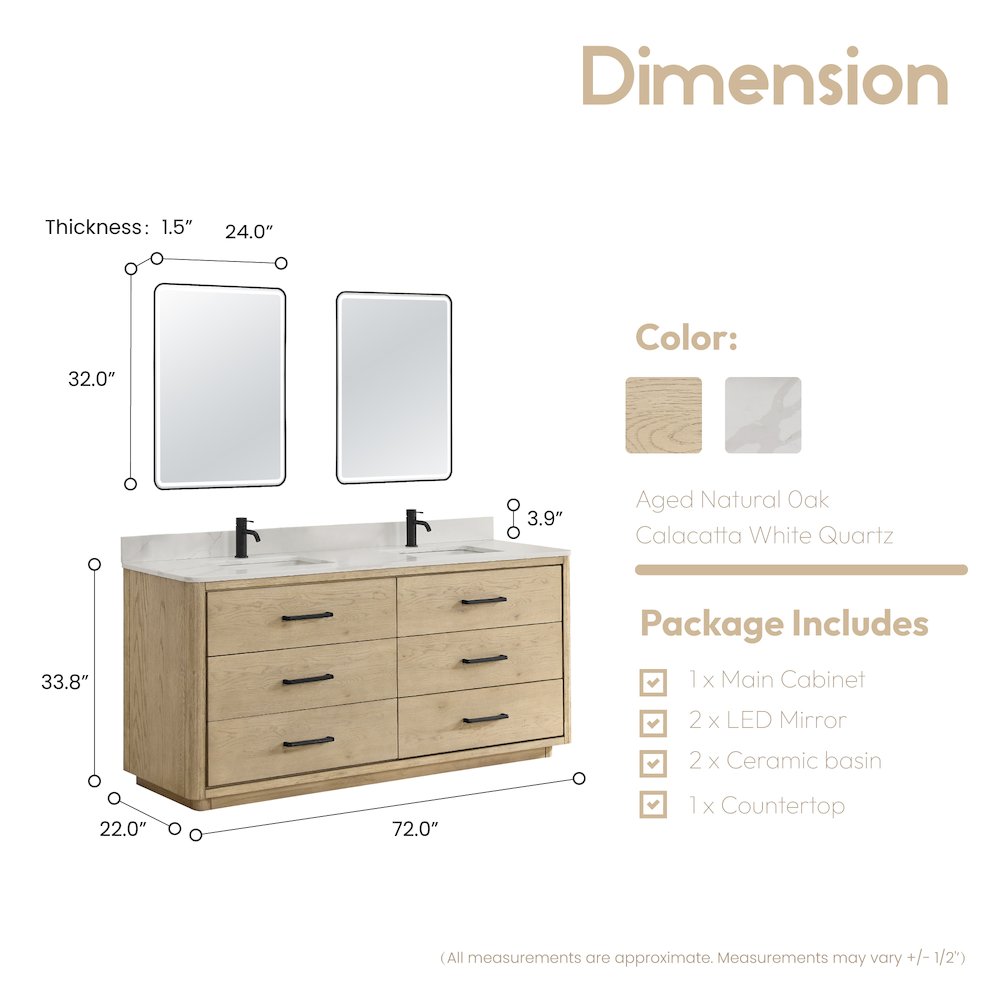 Porto 72" Free-standing Double Bath Vanity in Aged Natural Oak. Picture 13