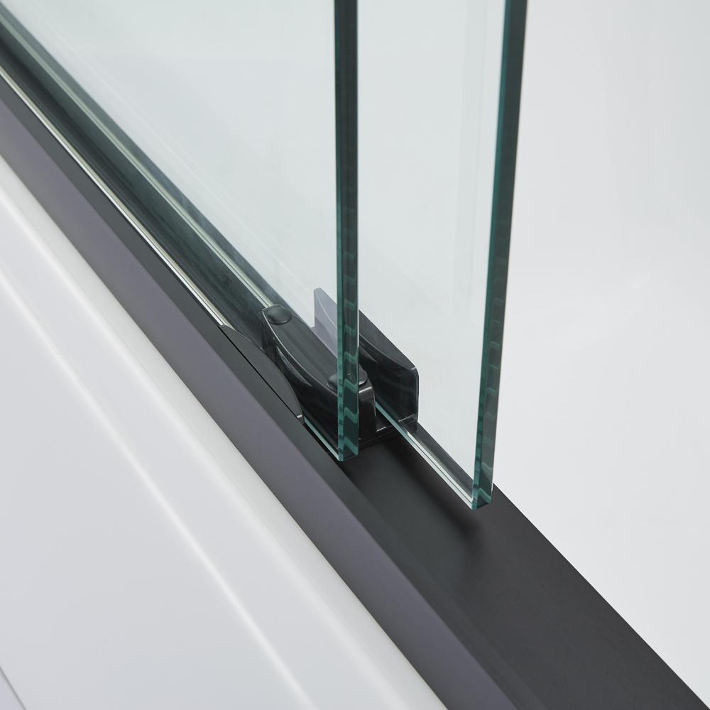 Brescia 60" W x 58" H Double Sliding Framed Tub Door in Matte Black. Picture 6