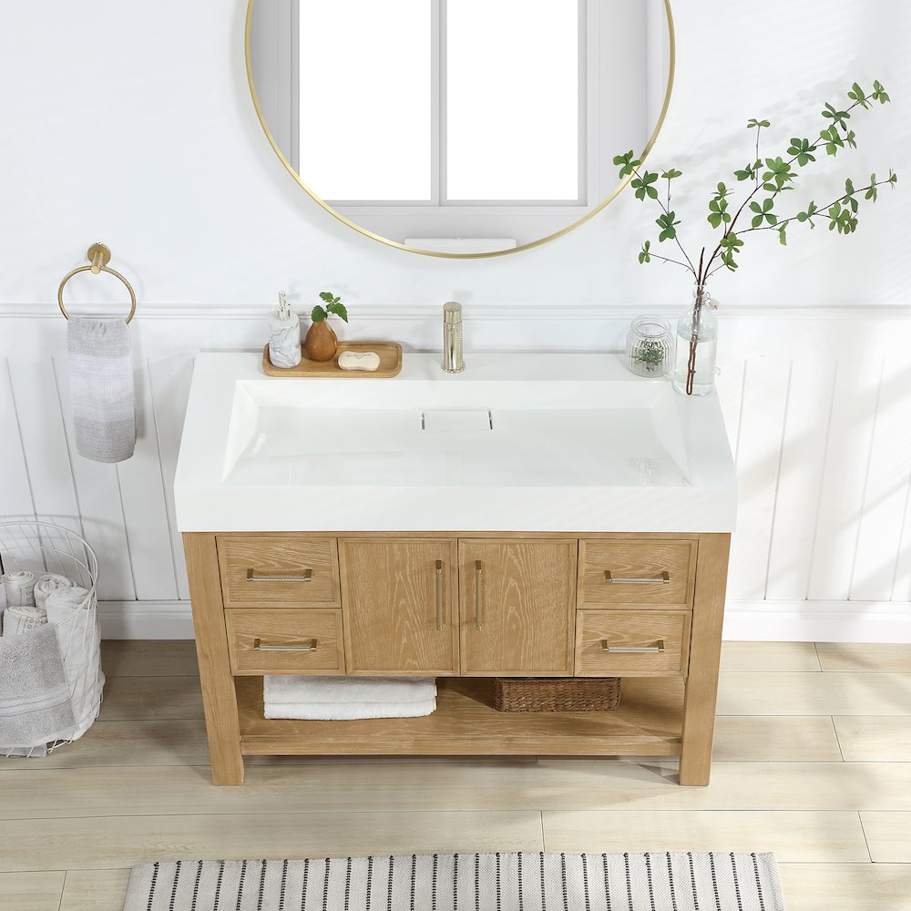 Vera 48" Free-standing Single Bath Vanity in Washed Ash Grey. Picture 5