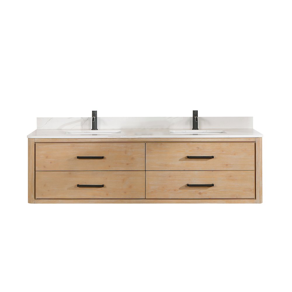 Cristo 72" Floating Double Bath Vanity in Fir Wood Brown. Picture 1