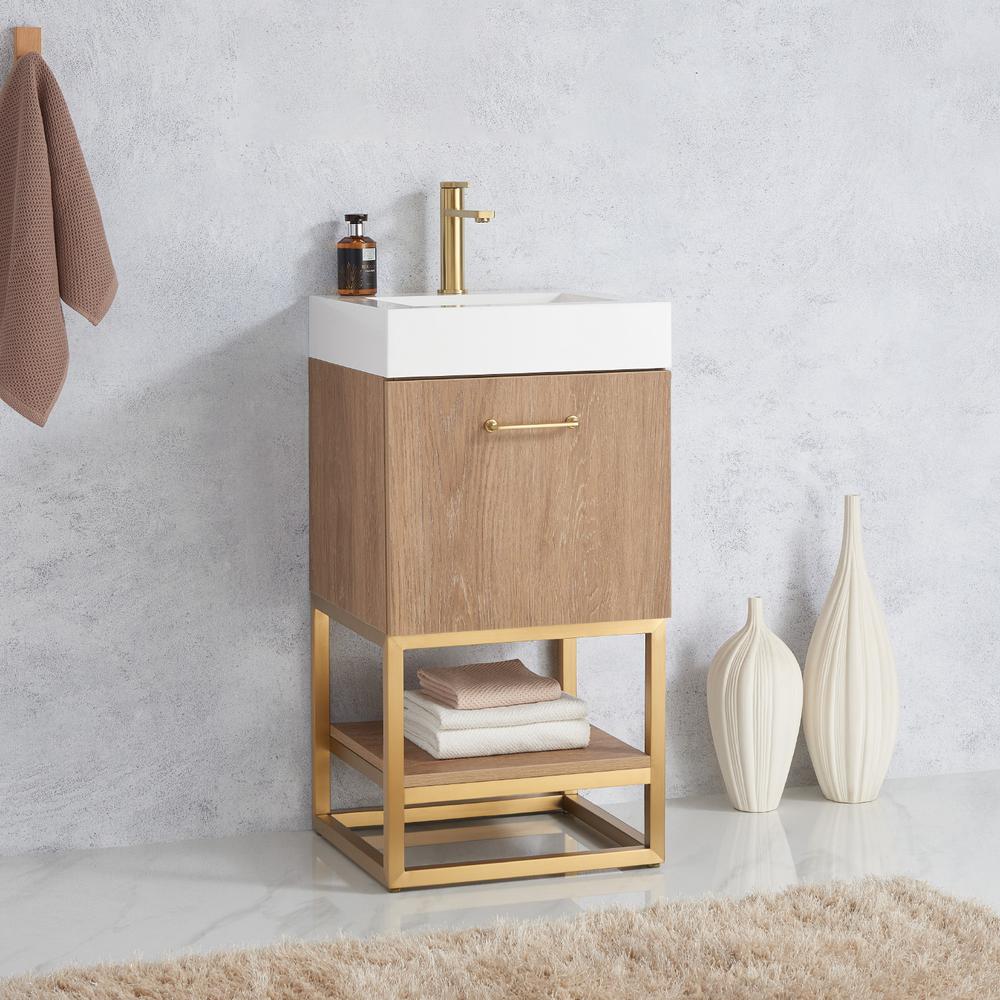 18" Single Sink Bath Vanity with Whole Artificial Stone Basin Top. Picture 8