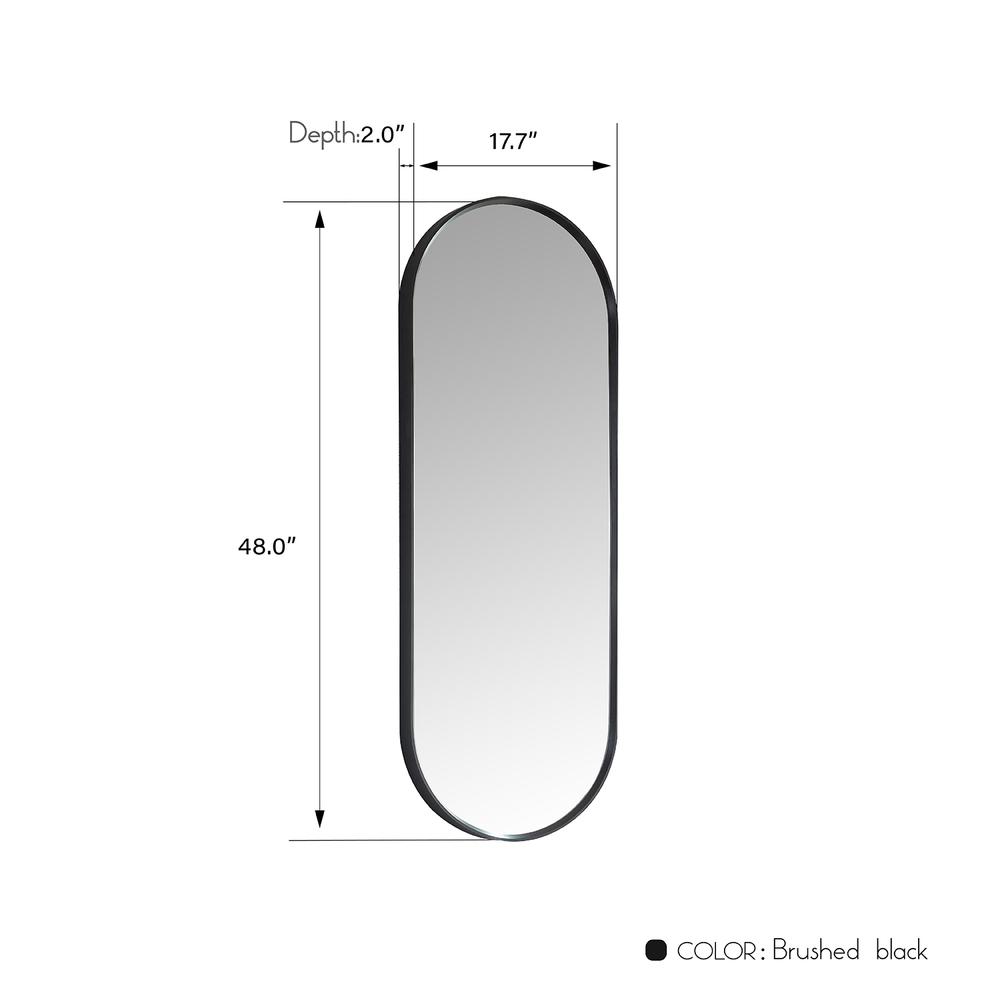 Luarca 18 in. W x 48 in. H Oval Metal Wall Mirror in Brushed Black. Picture 8