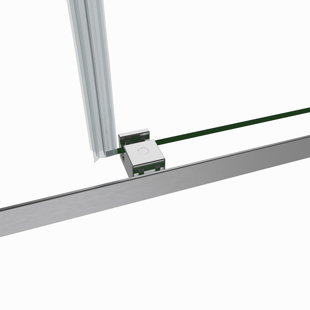Spezia 60" W x 76" H Double Sliding Frameless Shower Door in Brushed Nickel. Picture 6