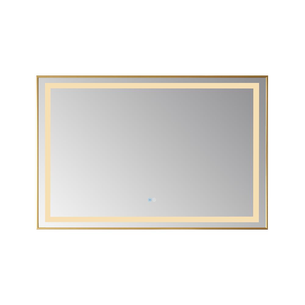 36" Rectangular Aluminum Framed LED Wall Mount Bathroom Vanity Mirror in Gold. Picture 1