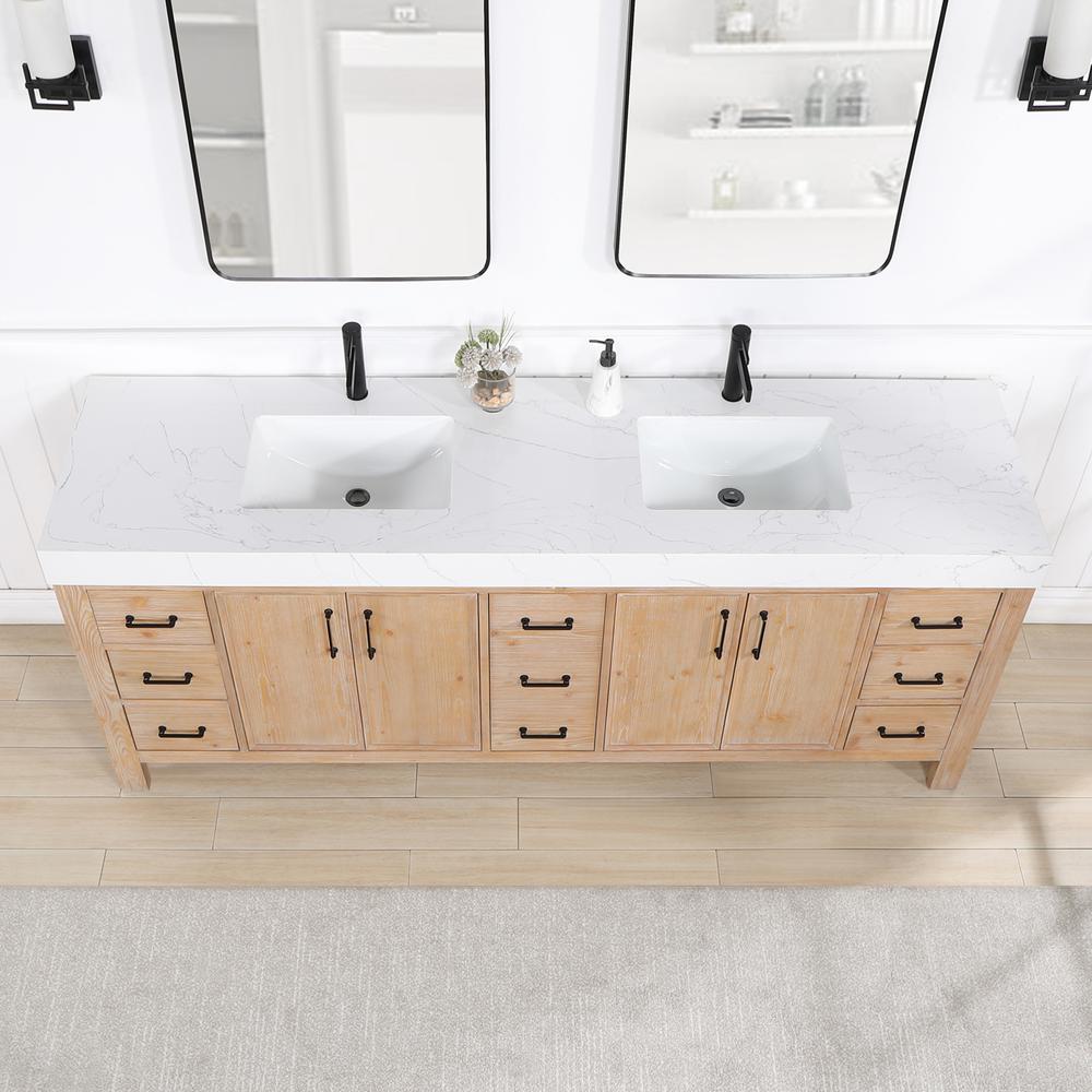 Free-standing Double Bathroom Vanity with Composite top and Mirror. Picture 5