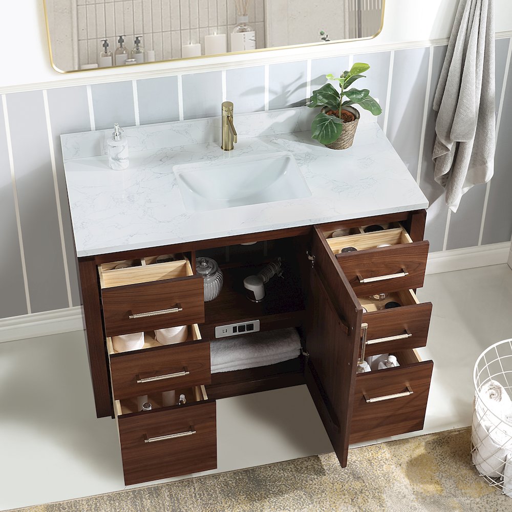 San 48" Free-standing Single Bath Vanity in Natural Walnut. Picture 6