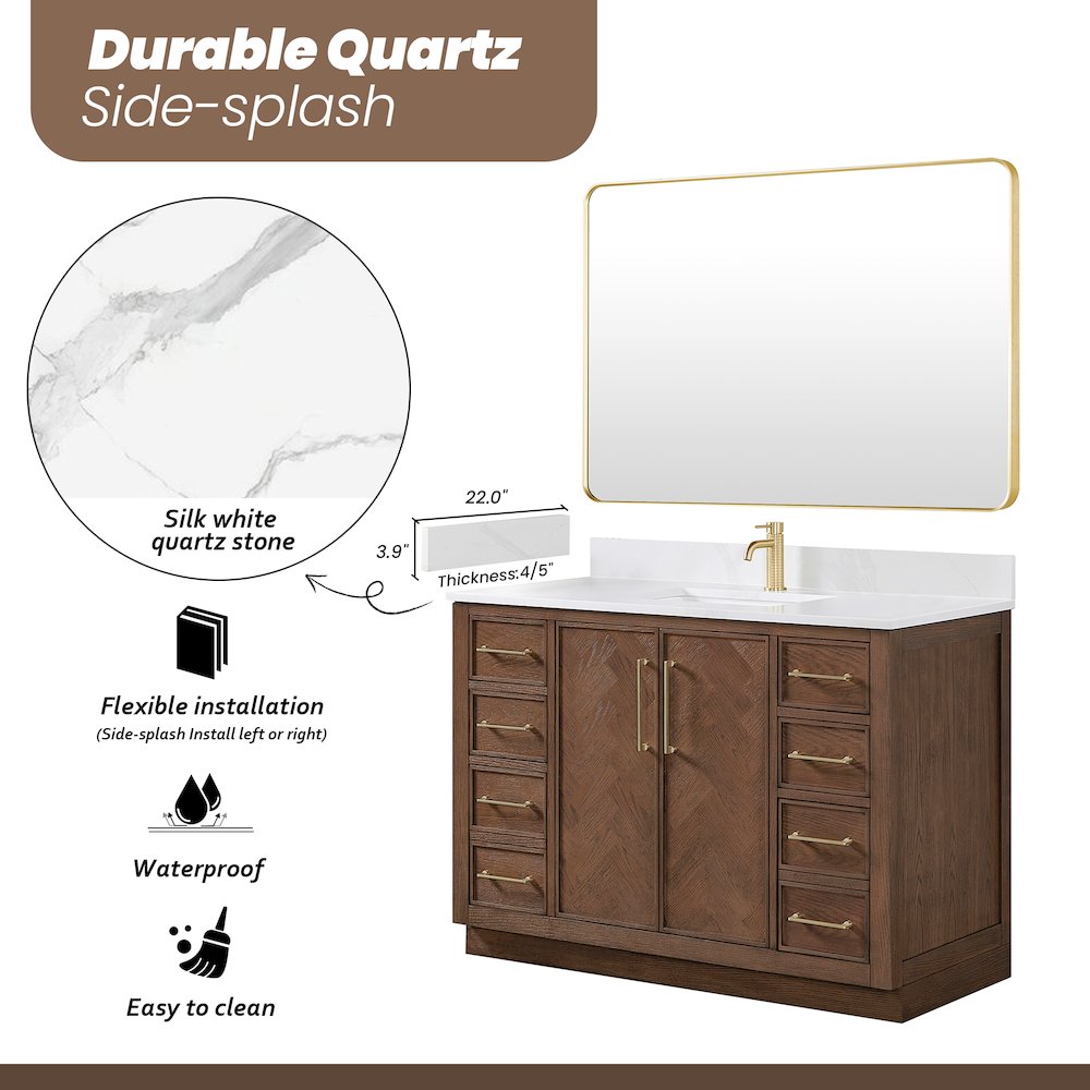 Jakarta 48" Freestanding Single Bath Vanity in Aged Dark Brown Oak. Picture 18
