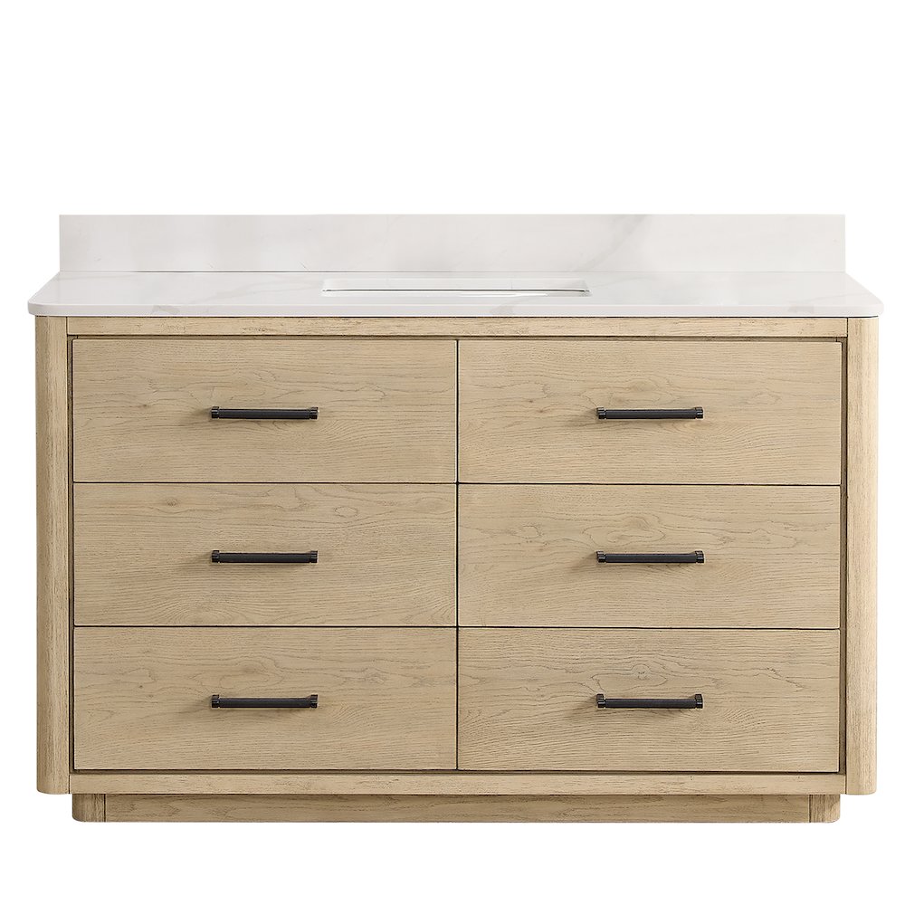 Porto 55" Free-standing Single Bath Vanity in Aged Natural Oak. Picture 2