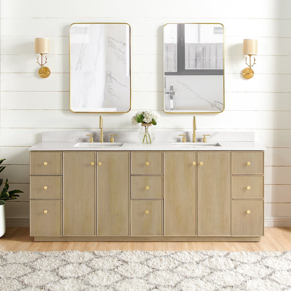 Oza 84" Free-standing Double Bath Vanity in Aged Natural Oak. Picture 3