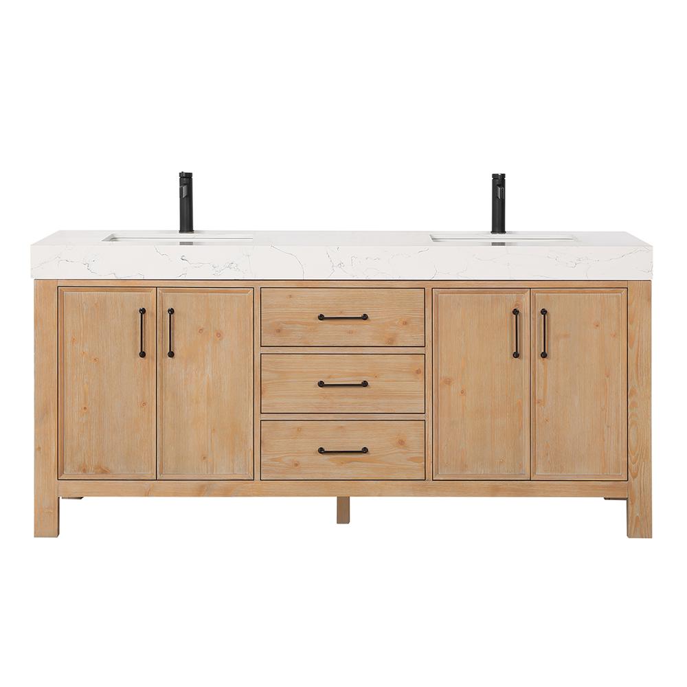 Free-standing Double Bathroom Vanity with Composite top in Lightning White. Picture 1