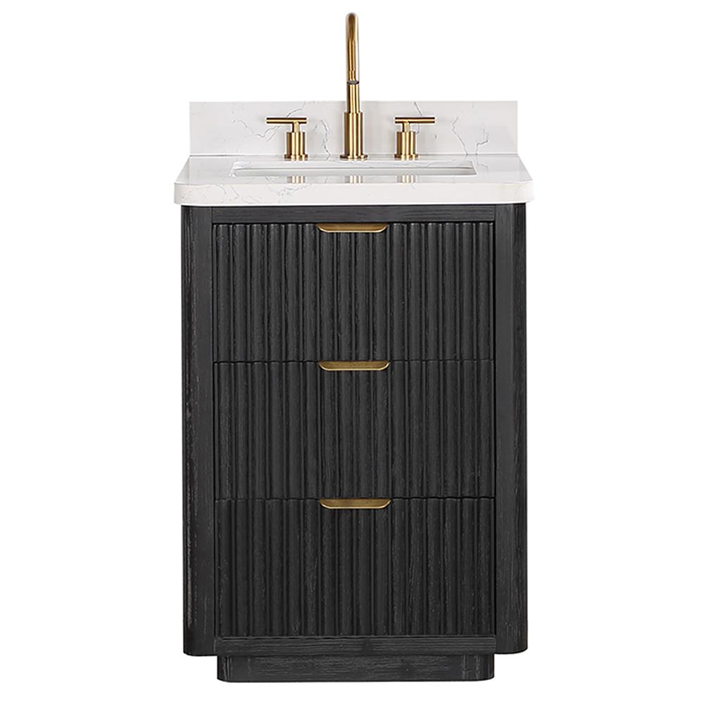 Free-standing Single Bathroom Vanity with Composite top in Lightning White. Picture 1