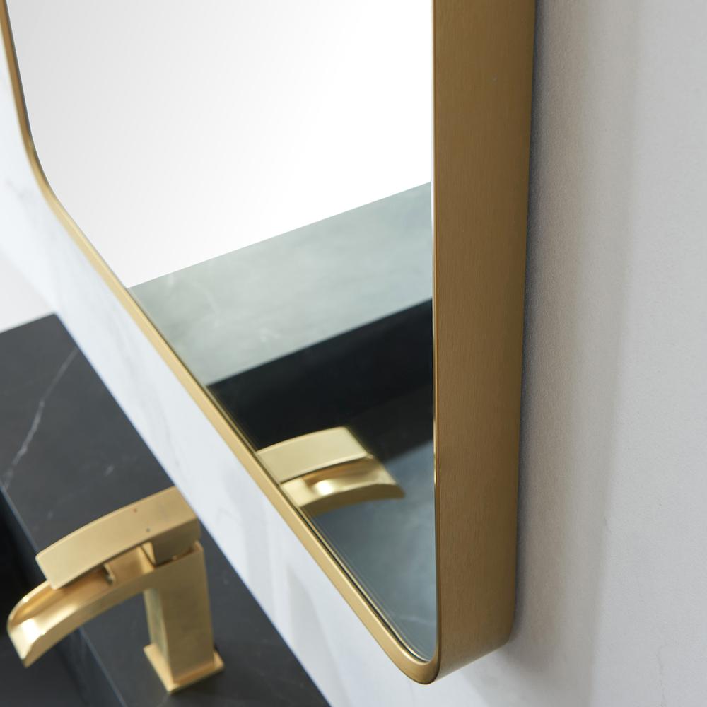Mutriku 24 in. W x 36 in. H Rectangle Metal Wall Mirror in Brushed Gold. Picture 6
