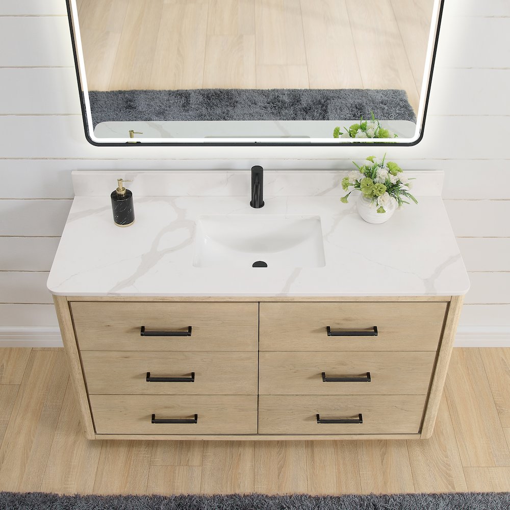 Porto 55" Free-standing Single Bath Vanity in Aged Natural Oak. Picture 3