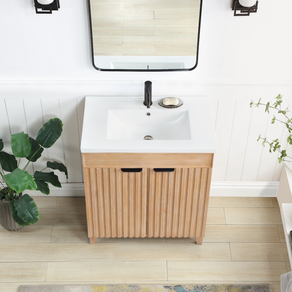 Palos 30" Free-standing Single Bath Vanity in Fir Wood Brown. Picture 6