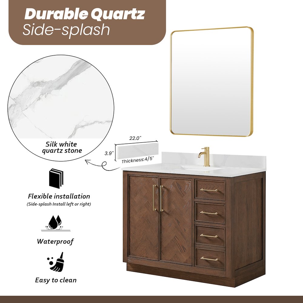 Jakarta 42" Freestanding Single Bath Vanity in Aged Dark Brown Oak. Picture 18