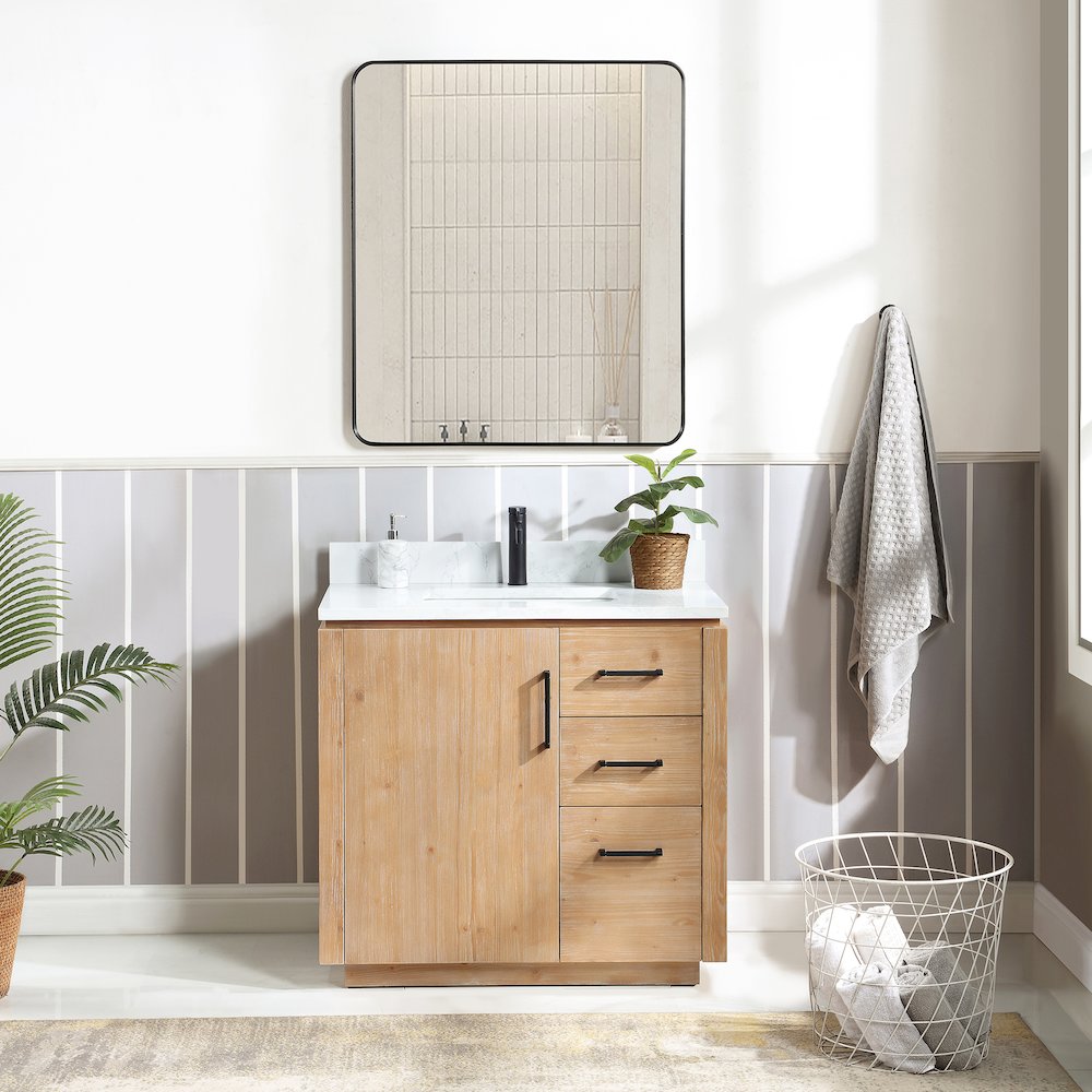 San 36" Free-standing Single Bath Vanity in Fir Wood Brown. Picture 3