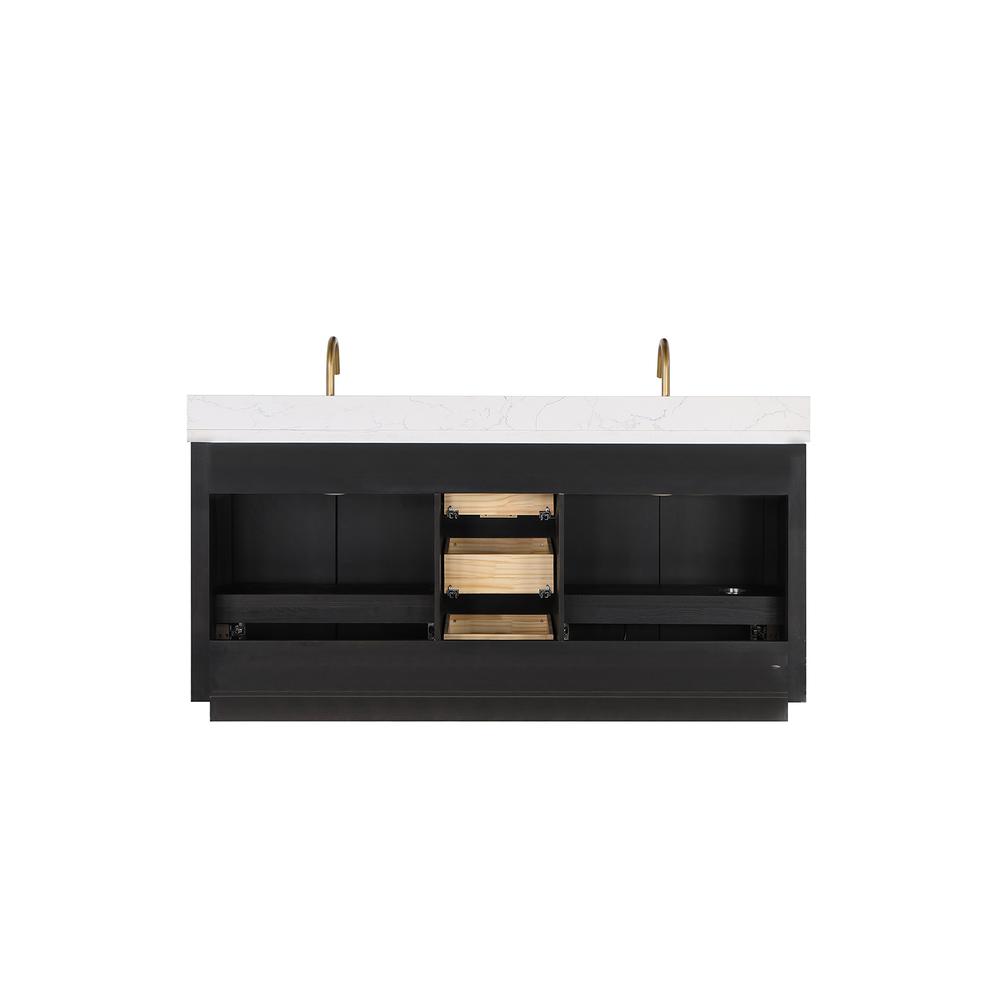 Free-standing Double Bathroom Vanity with Composite top in Lightning White. Picture 3