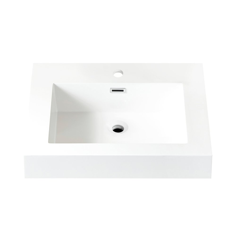 Rectangular White Finish Composite Granite Stone Console Bathroom Vanity Sink. Picture 1