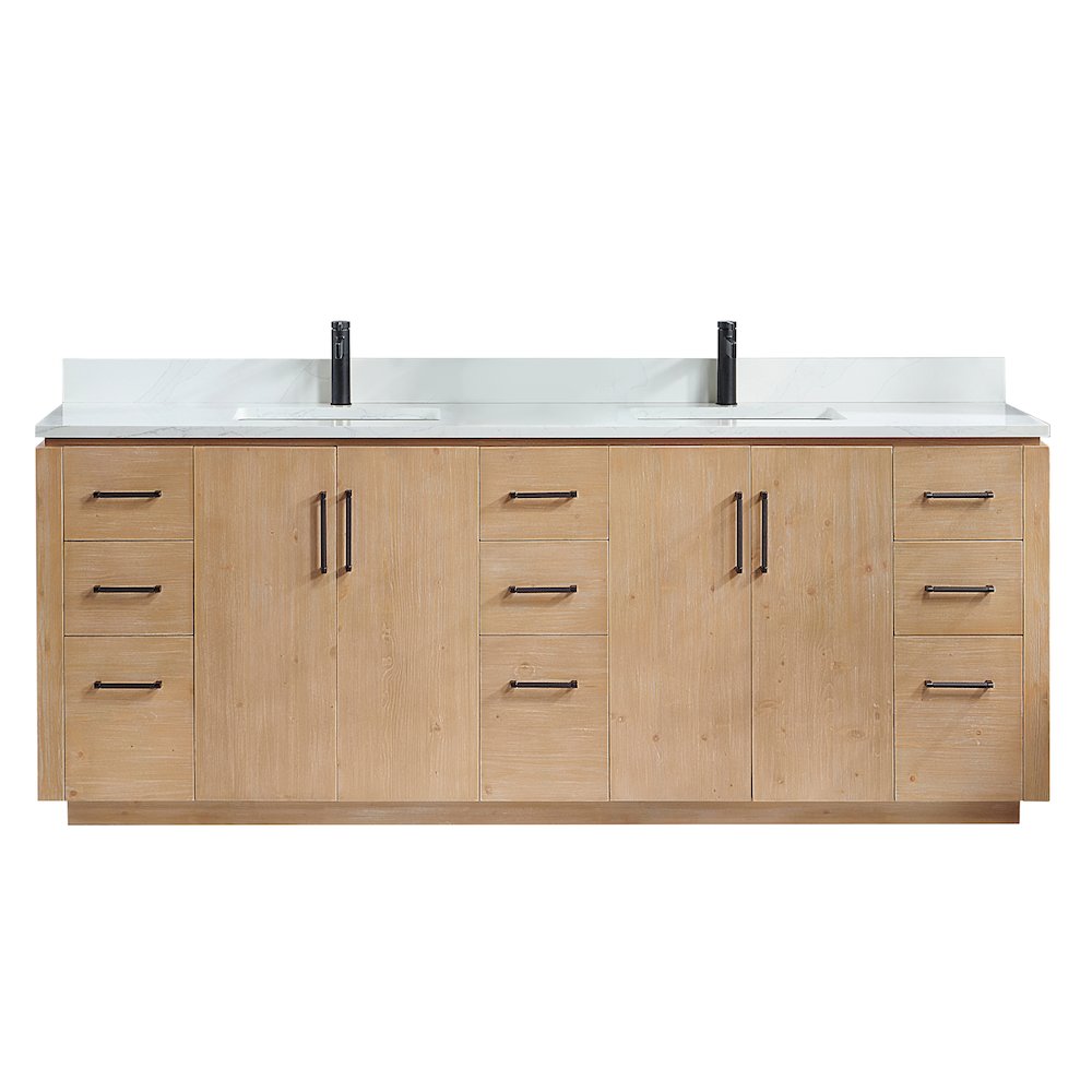San 84" Free-standing Double Bath Vanity in Fir Wood Brown. Picture 1