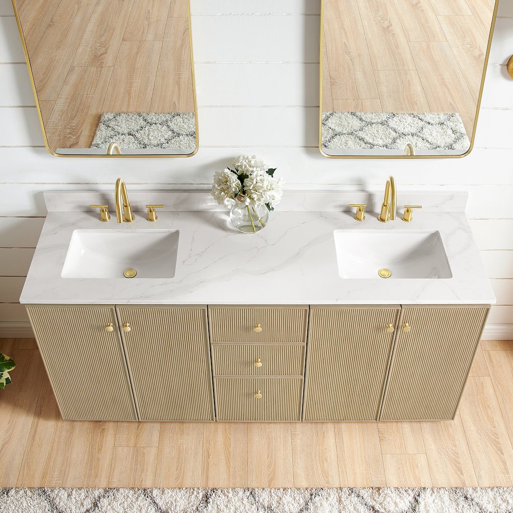 Oza 72" Free-standing Double Bath Vanity in Aged Natural Oak. Picture 8