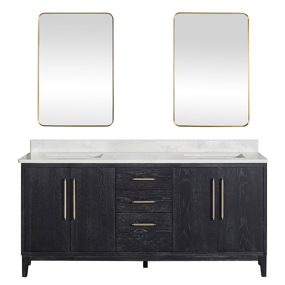 Gara 72" Free-standing Double Bath Vanity in Fir Wood Black. Picture 2