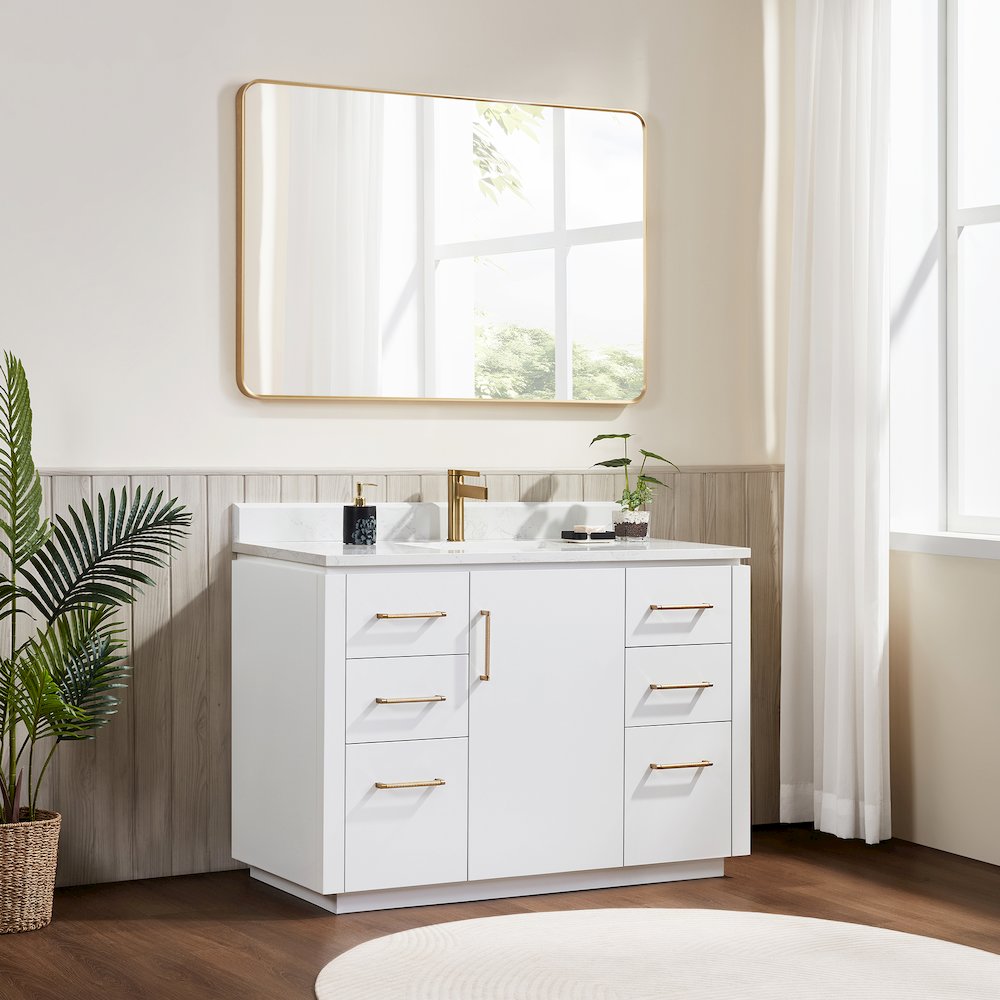 San 48" Free-standing Single Bath Vanity in White. Picture 4