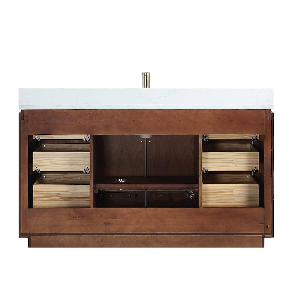 San 60" Free-standing Single Bath Vanity in Natural Walnut. Picture 16