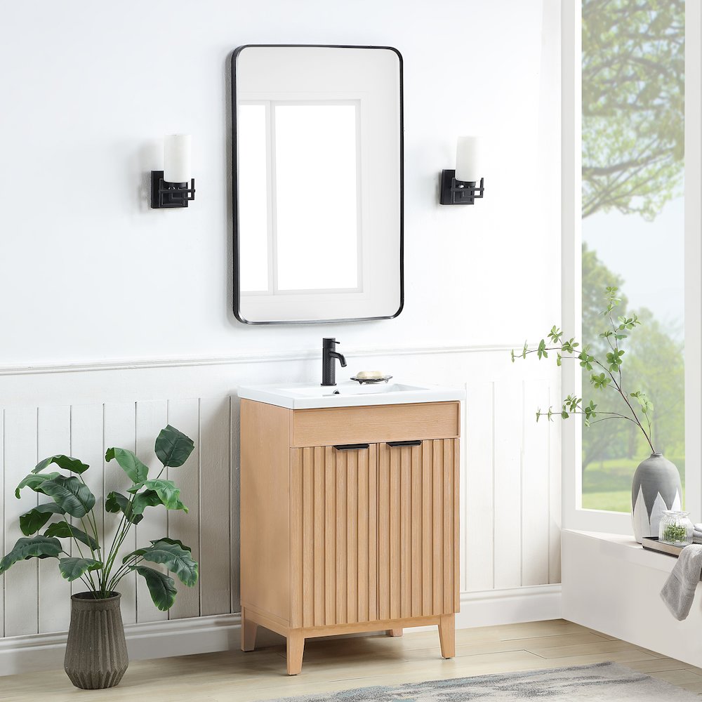 Palos 24" Free-standing Single Bath Vanity in Fir Wood Brown. Picture 5