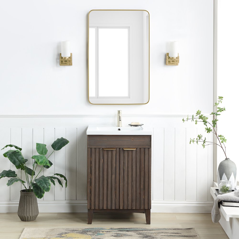 Palos 24" Free-standing Single Bath Vanity in Spruce Aged Brown. Picture 3