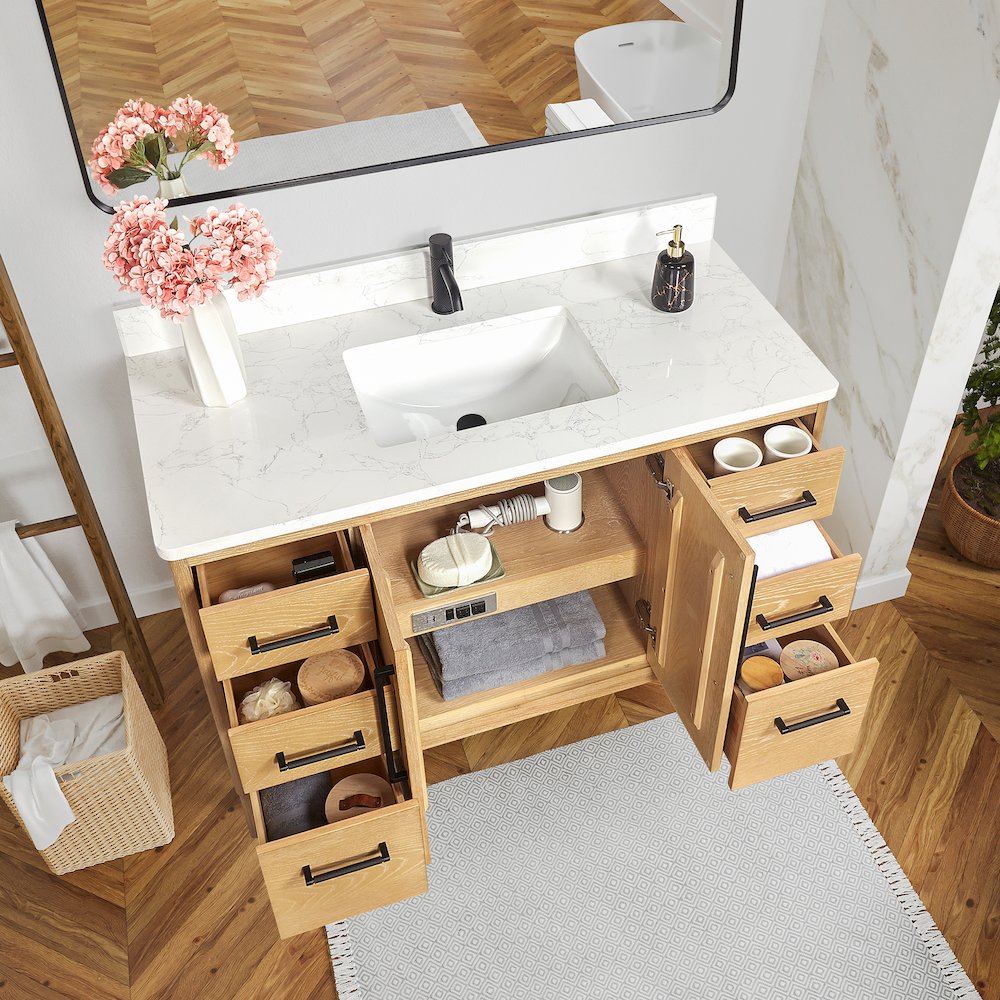 Gara 48" Free-standing Single Bath Vanity in Washed Ash Grey. Picture 7
