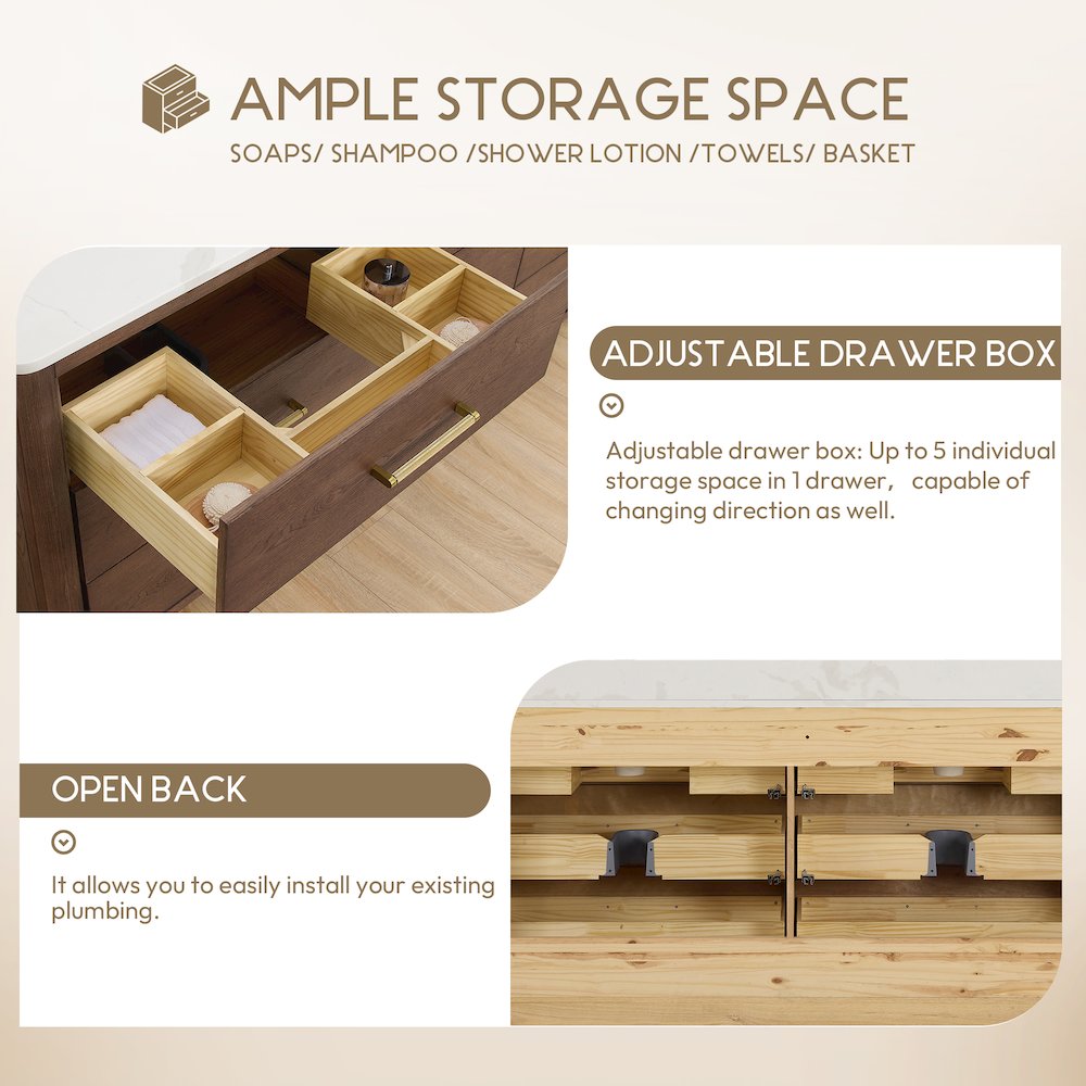 Porto 72" Free-standing Double Bath Vanity in Aged Dark Brown Oak. Picture 7