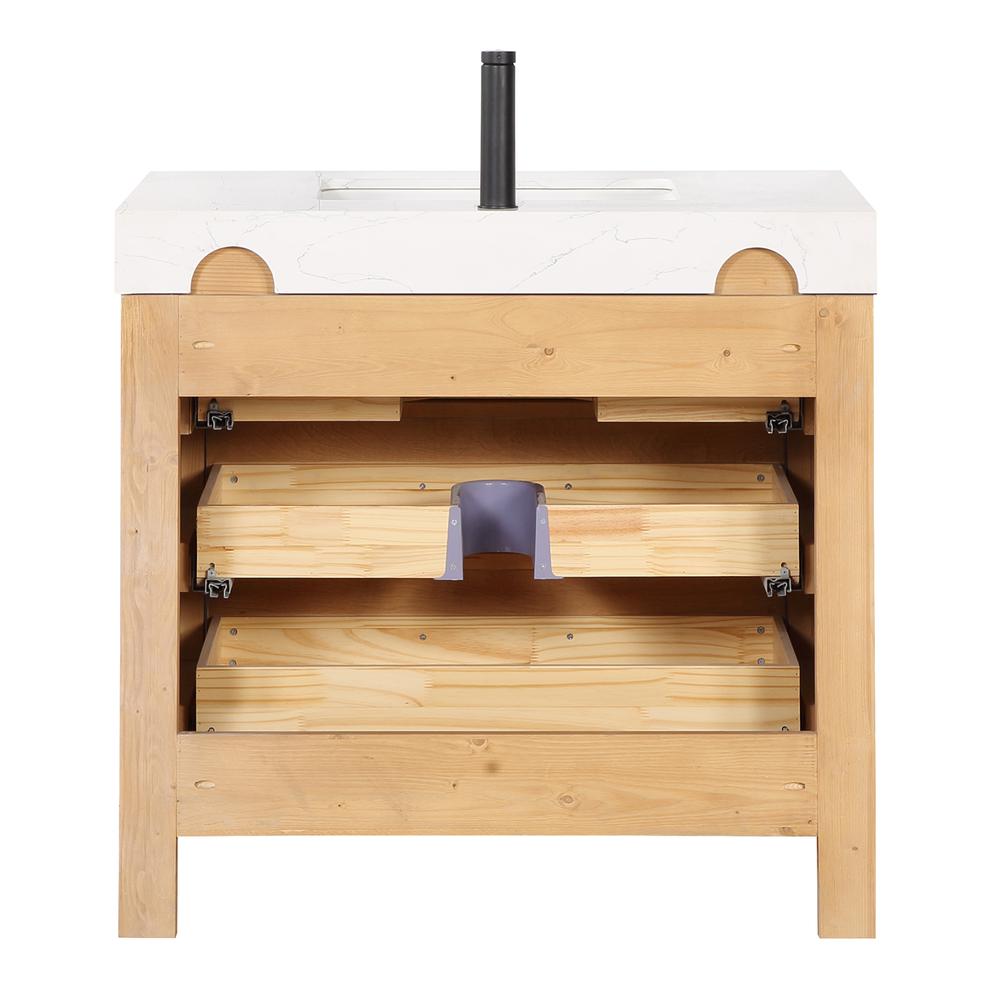 Free-standing Single Bathroom Vanity with Composite top in Lightning White. Picture 3
