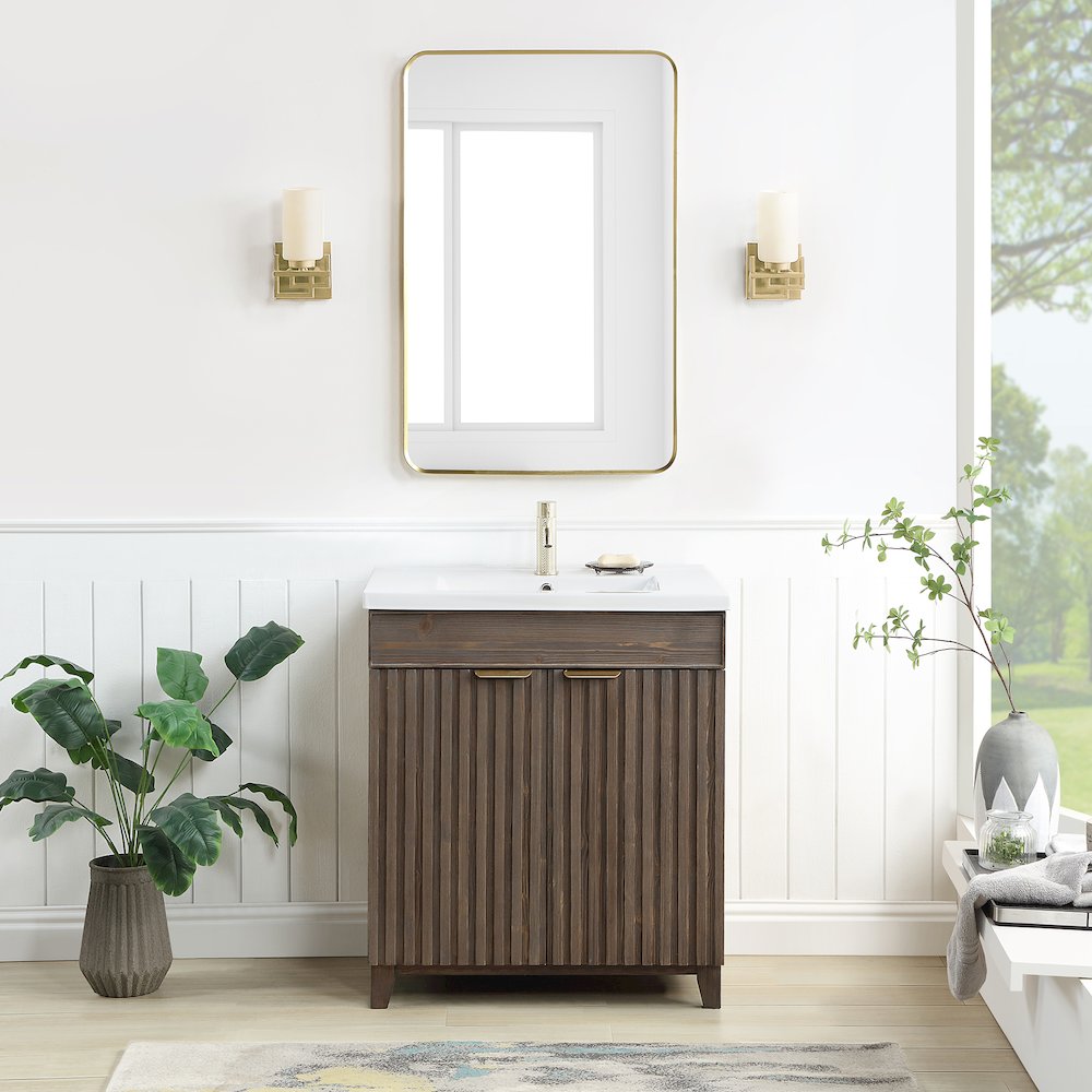 Palos 30" Free-standing Single Bath Vanity in Spruce Aged Brown. Picture 3